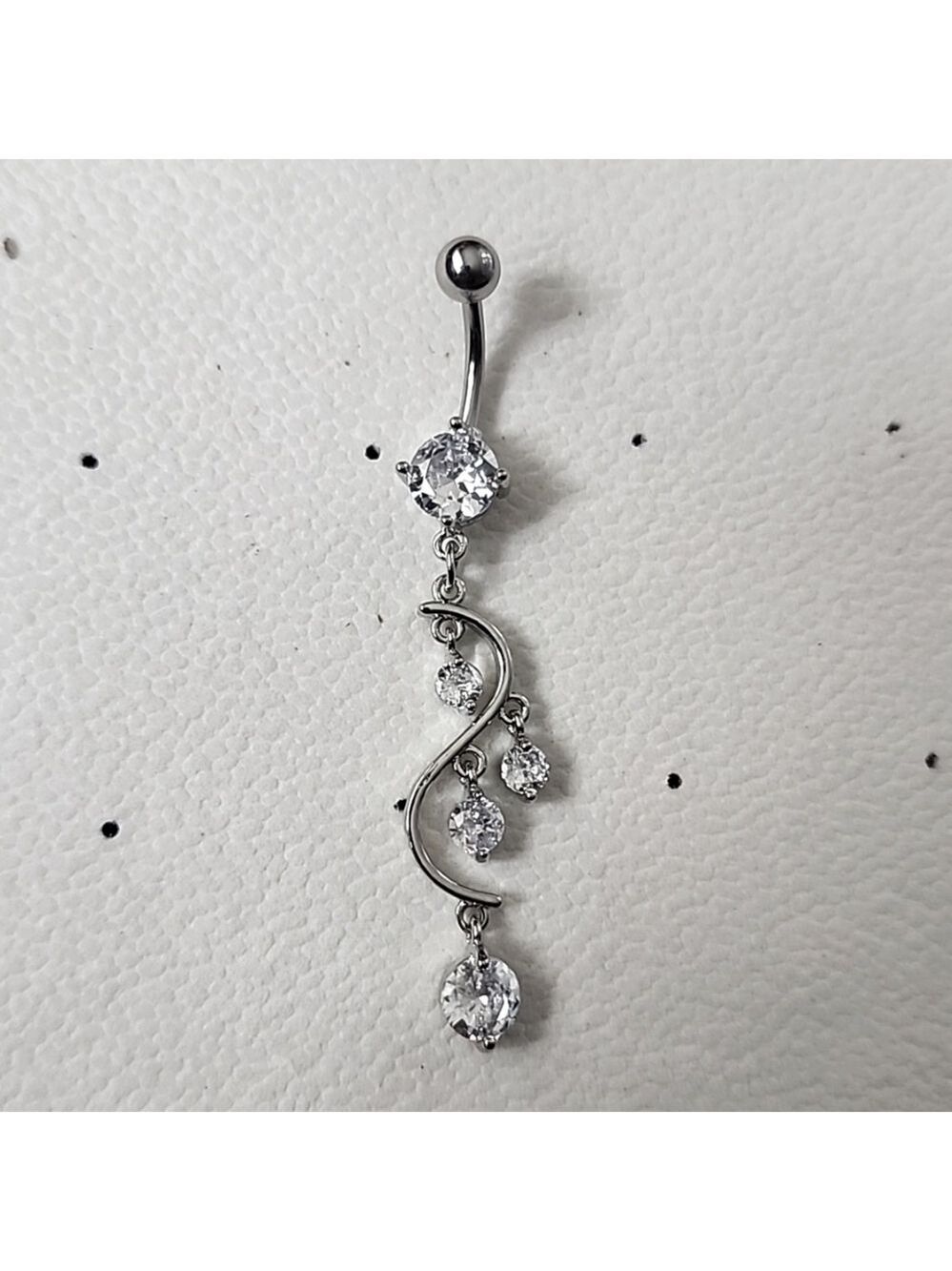 14 G SURGICAL STEEL DANGLE  Heart  BELLY BUTTON Simulated Diamond